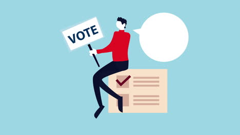 persona que sostiene el signo de voto