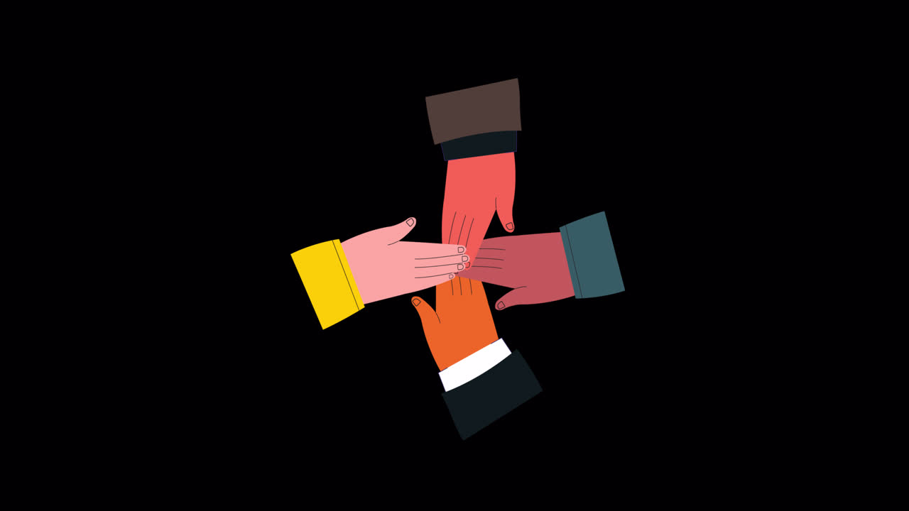 Diverse Animated Hands Stacking Together for Teamwork