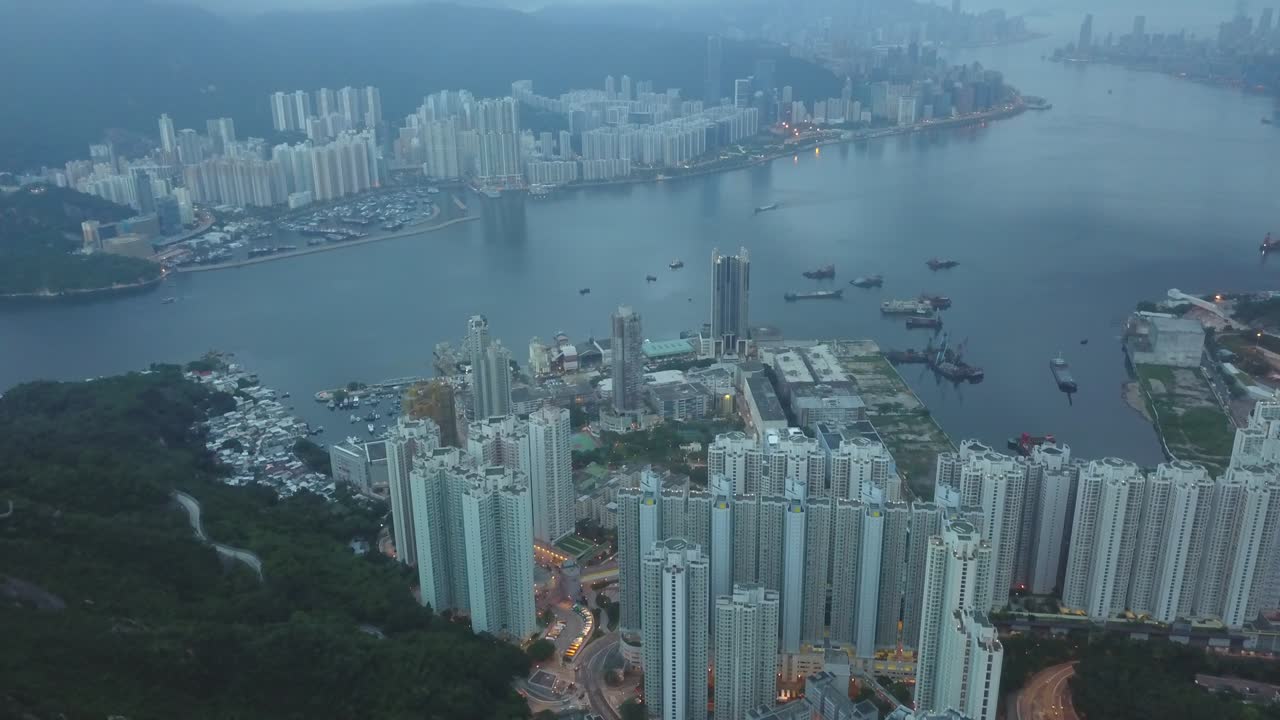imágenes de aviones no tripulados de la ciudad de tsung kwan o, hong kong