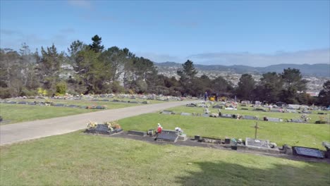 shot of cemetery and tombstone for funeral burial from covid 19 pandemic outbreak