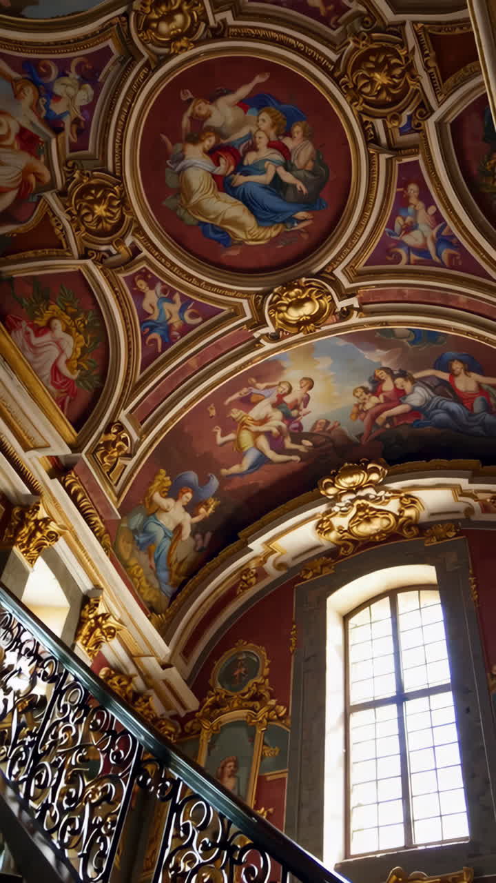 Ornate Staircase and Ceiling of a Palace