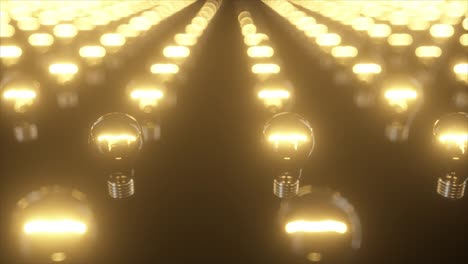 infinite surface of flashing incandescent bulbs. blinking lights. seamless loop 3d render