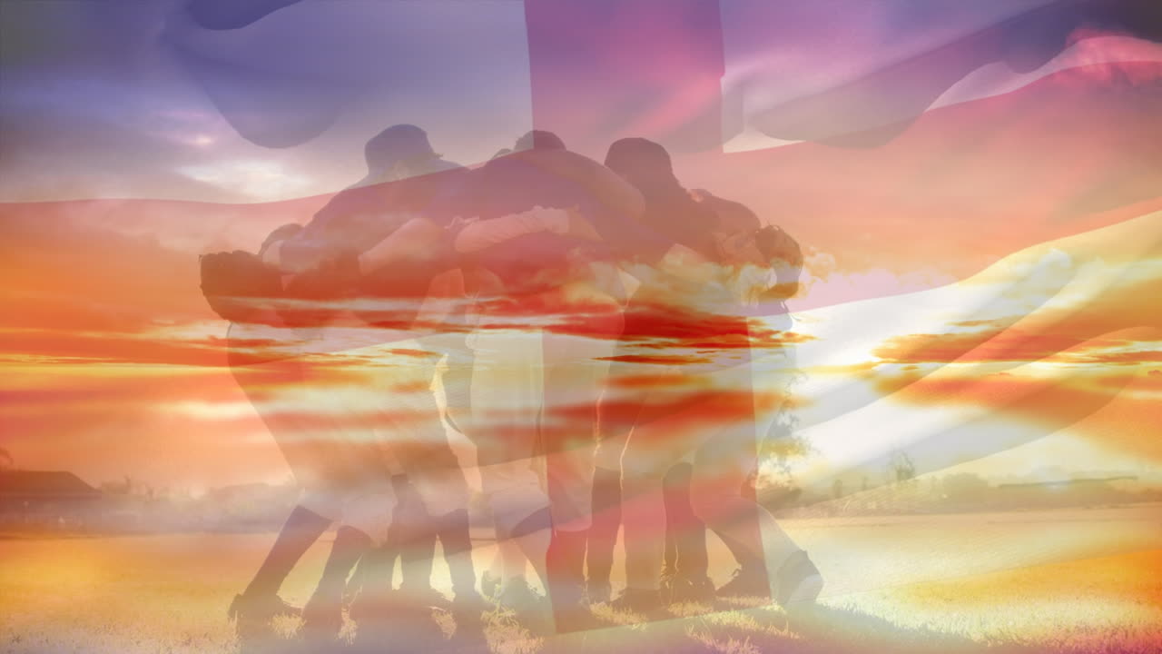 animación de la bandera de inglaterra sobre el equipo de jugadores de béisbol masculinos