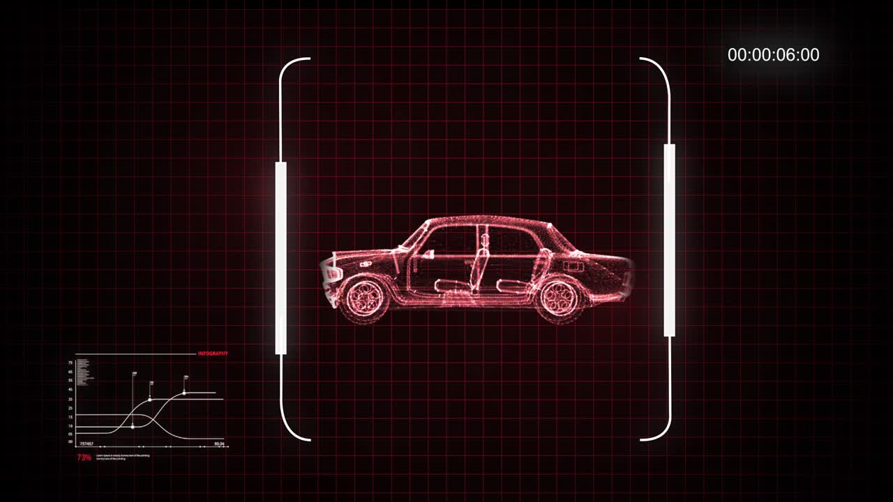 4k 영상으로 회전하는 자동차 홀로그램