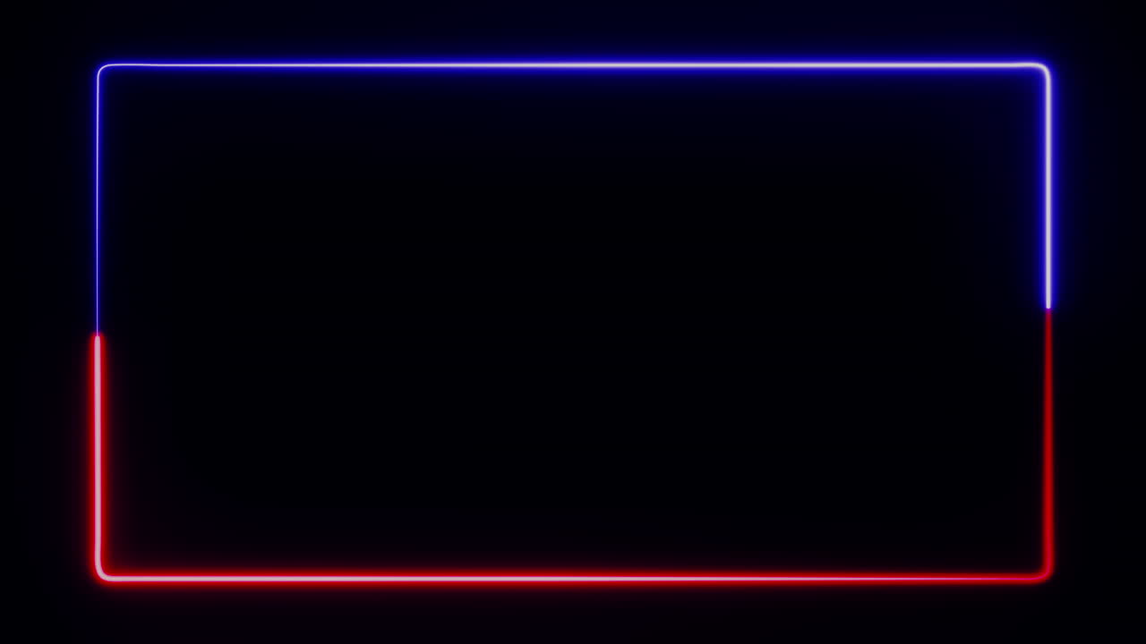 빛나는 둥근 상자 애니메이션, 빨간색과 파란색 네온 경계는 현대 미래 tv와 같습니다.