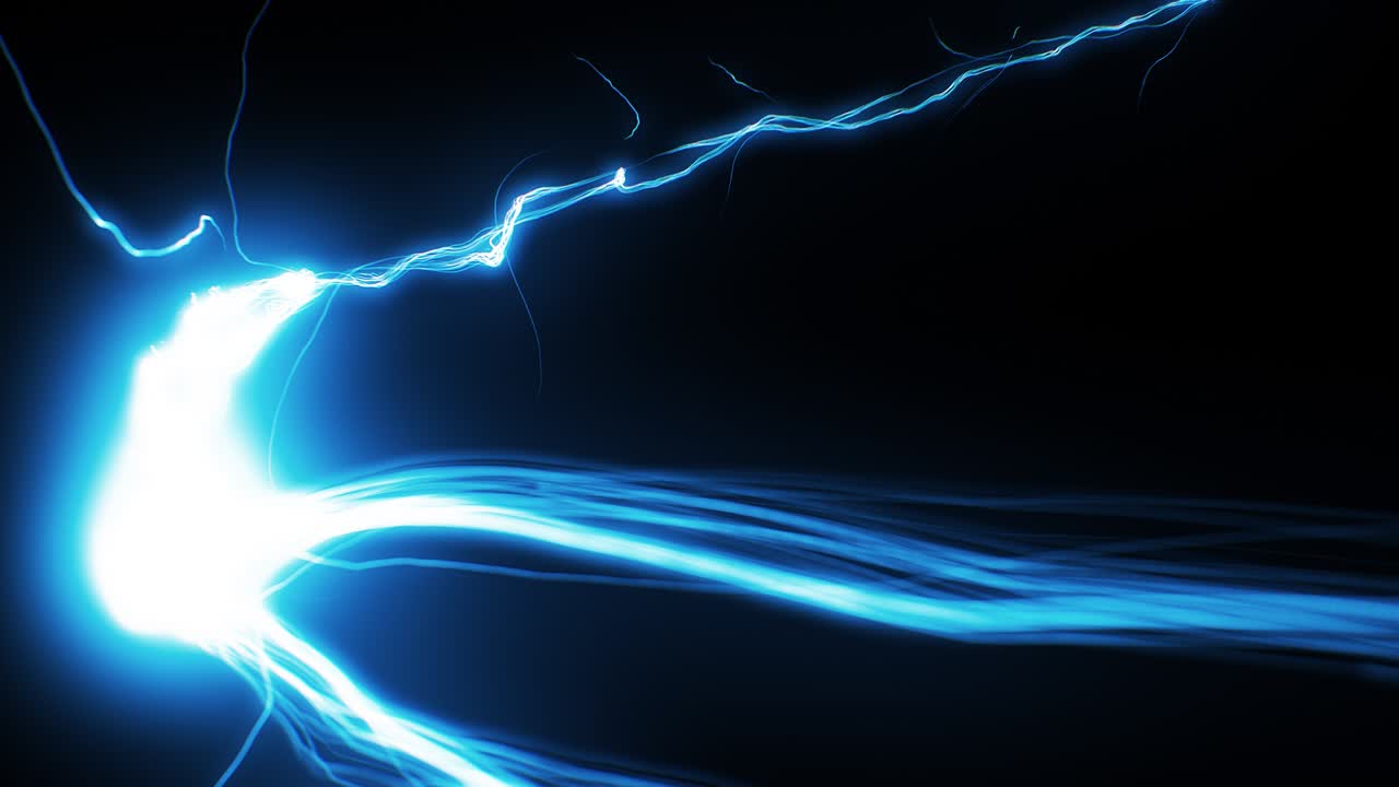 Beautiful Electric Arcs in Extreme Fast Motion. Loop-able 3d Animation.