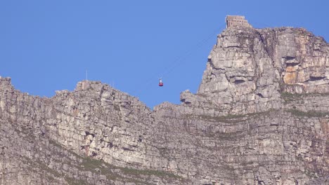 a cable car ascends to table mountain overlooking cape town south africa