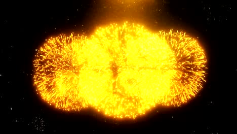 Half Prices Text on Firework Display Explosion Particles.