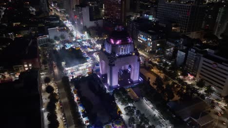 orbit shot of well known monument of revolution in mexico city