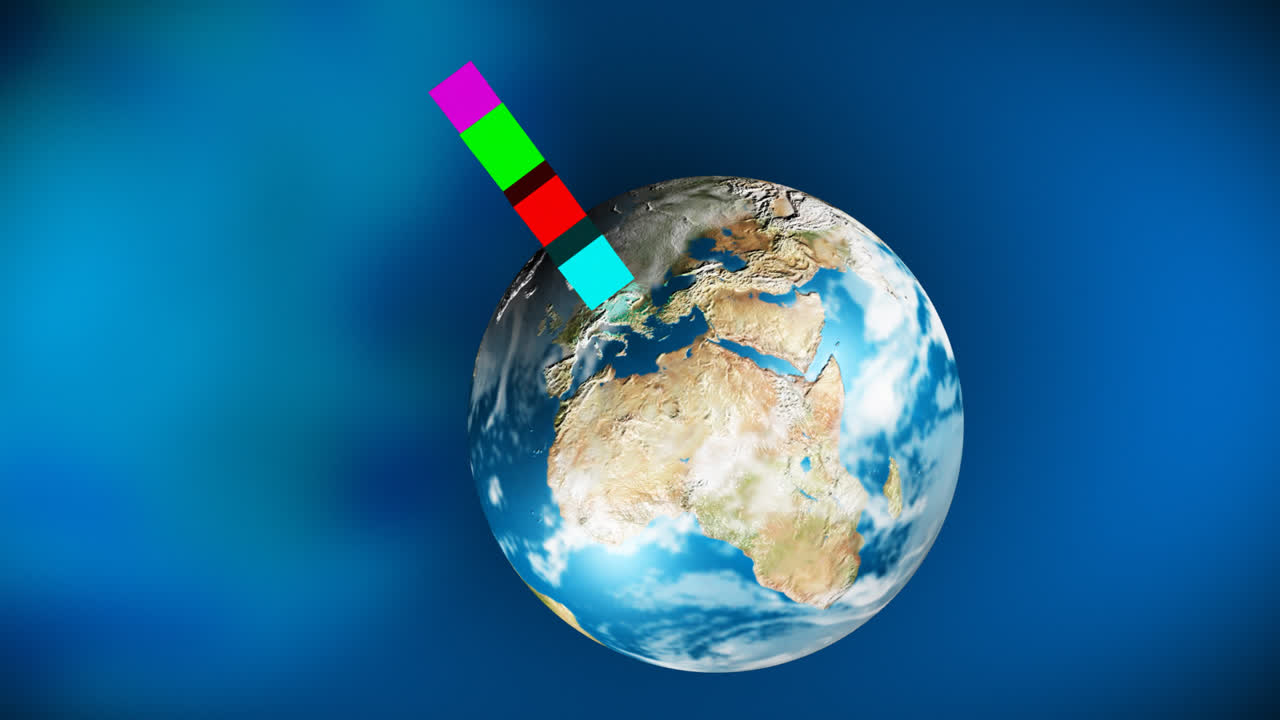 gráficos coloridos creciendo en el planeta tierra