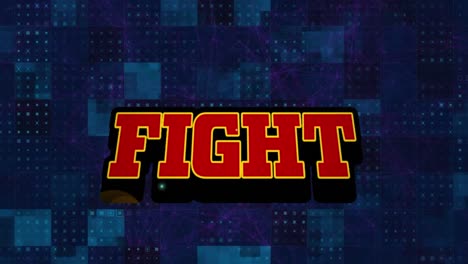 Animation-of-fight-text-over-connected-dots-and-squares-against-abstract-background