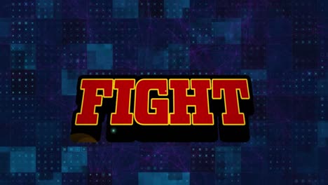 animación de texto de lucha sobre puntos y cuadrados conectados contra un fondo abstracto