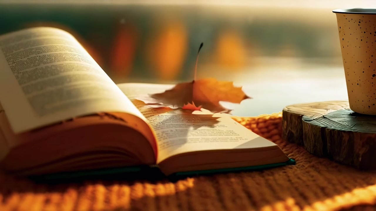 Cozy Autumn Camping Scene with Steaming Coffee and Open Book