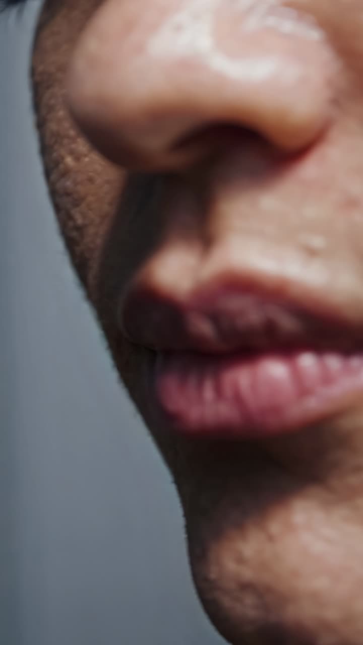 Close-up video shot of lips, showcasing texture and detail
