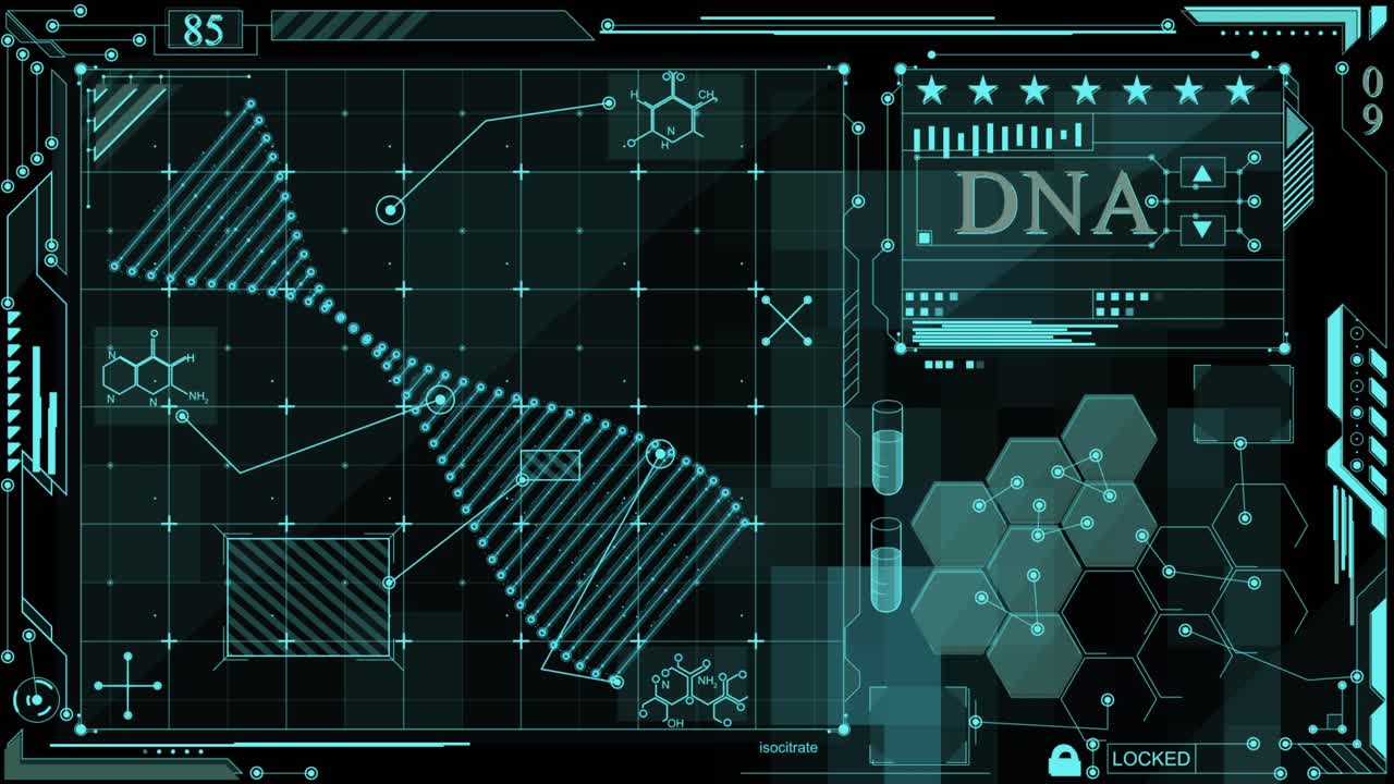 pantalla de computadora que muestra una cadena de adn con una estructura compleja e intrincada