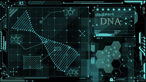 Computer-screen-showing-DNA-strand-with-complex-and-intricate-structure