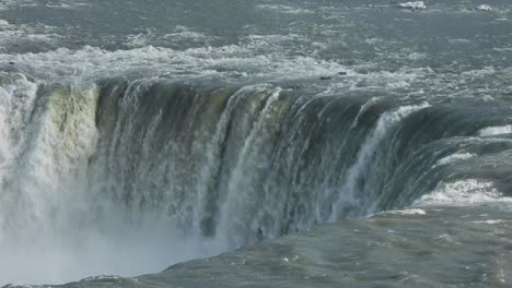 close up of horseshoe falls. niagara falls, ontario. handheld, high angle