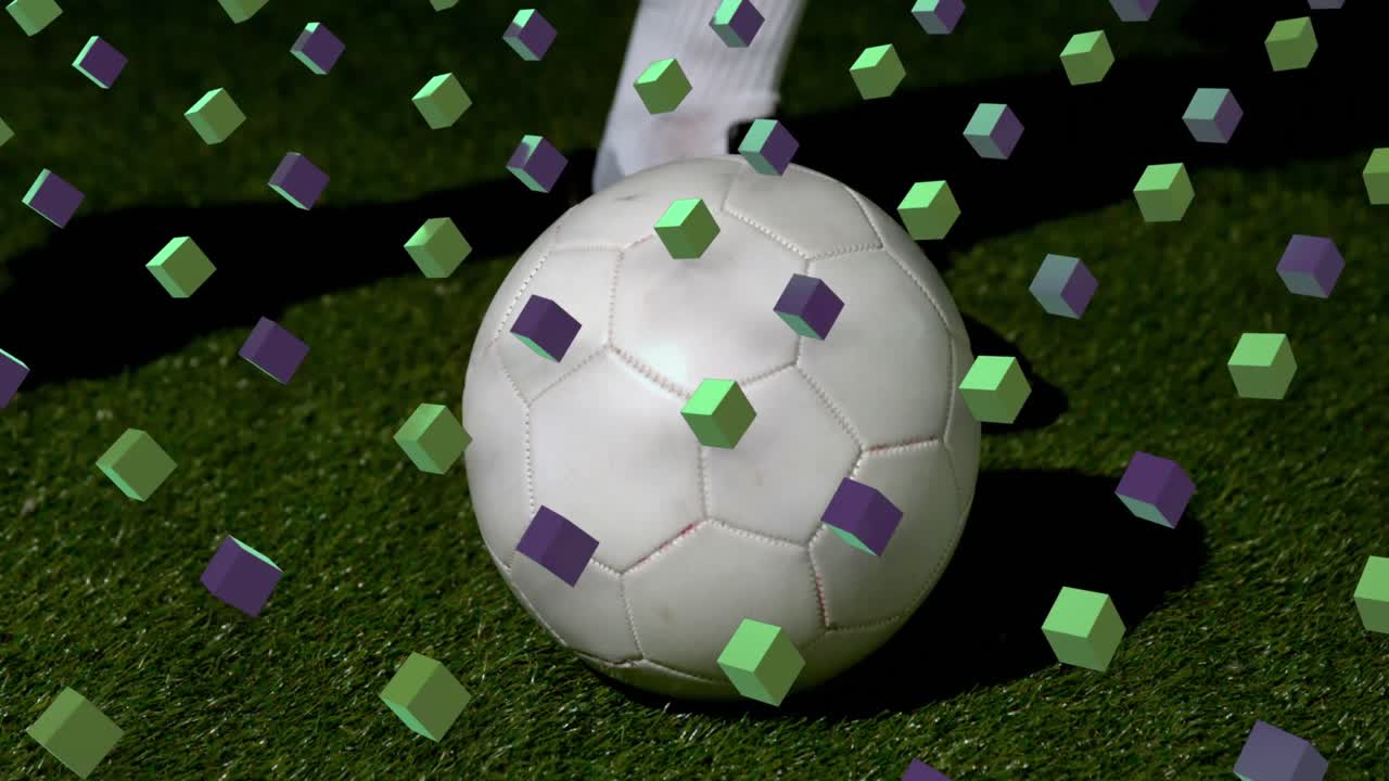 animación del patrón sobre el jugador de fútbol pateando el fútbol