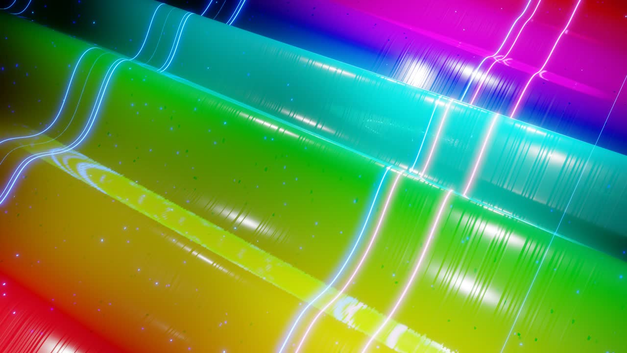 아름다운 파동, 빛나는 반이는 빛, 밝은 색 gradient, 무지개의 색상과 함께 추상적인 3d 표면. 파동은 매우 반이는, 반이는 표면에서 빛나는 빛과 빛나는 선과 함께 실행됩니다.