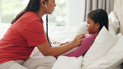 Stethoscope,-doctor-and-sick-child-in-the-bedroom