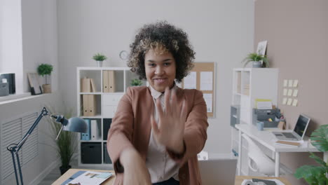 woman on a video call in the office