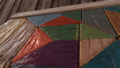 colorful wooden geometric puzzle design