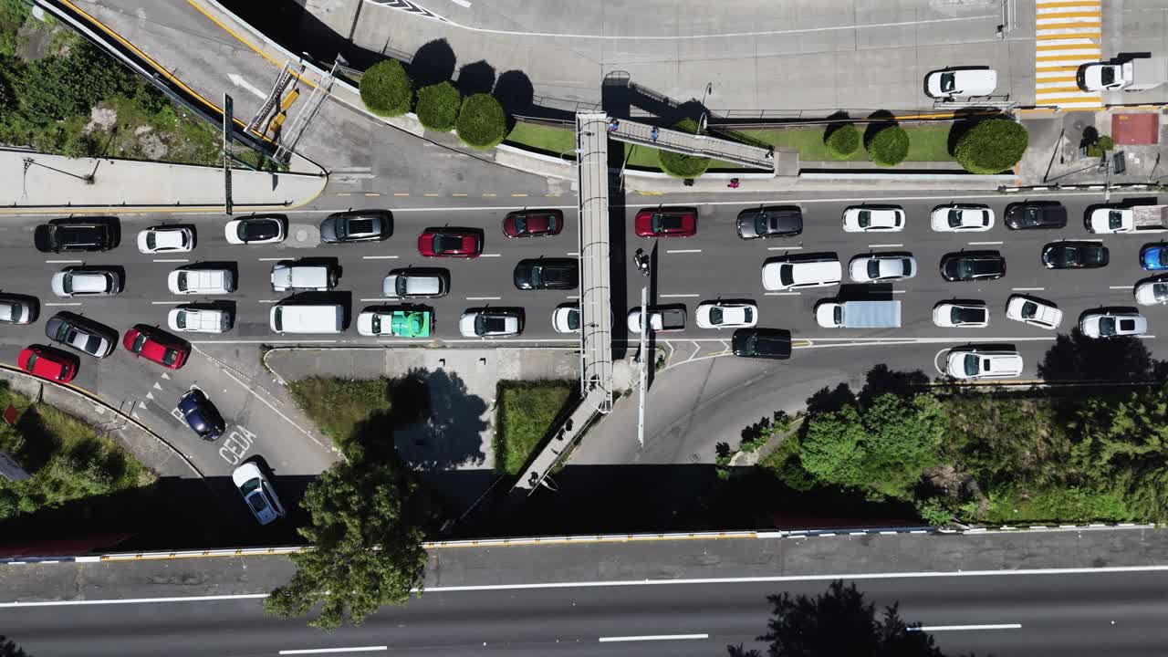 Drone footage capturing a gridlocked Mexico City