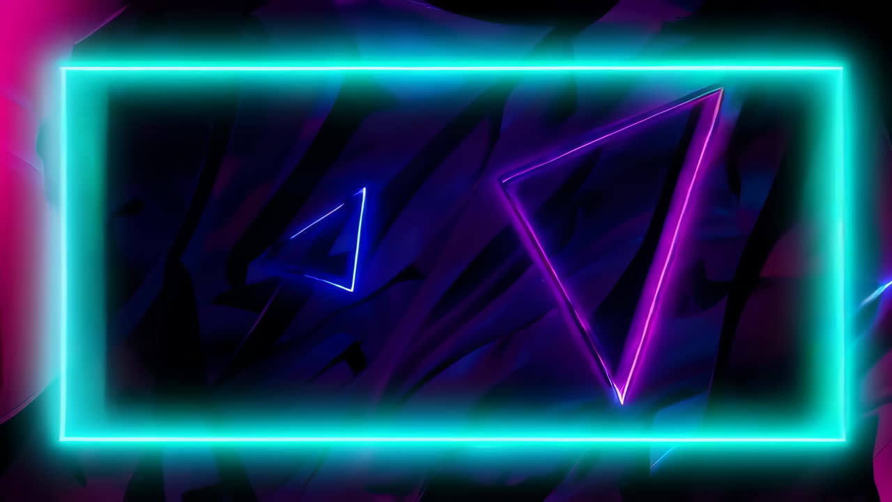 Neon Triangles on a Dark Abstract Background