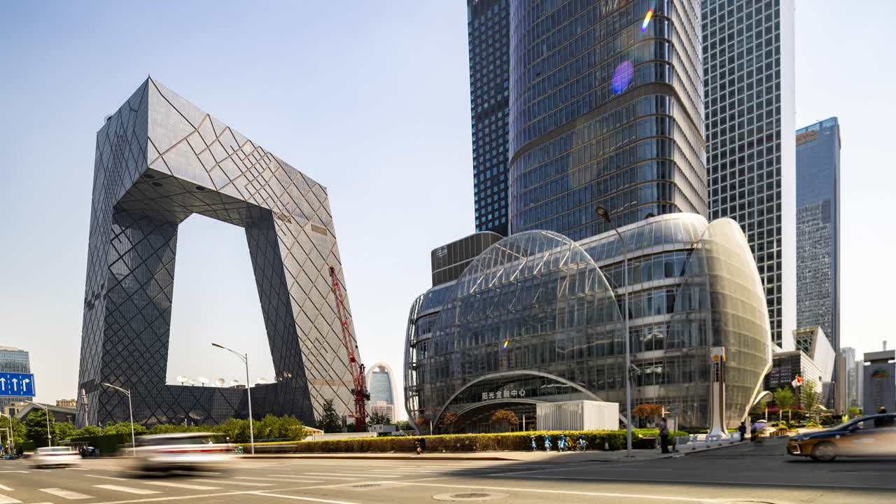 Timelapse of the Beijing city skyline from a high vantage point