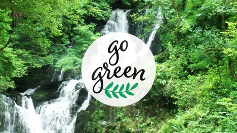 animación de texto verde sobre el bosque