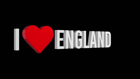 i love england. text and heart 3d. alpha channel