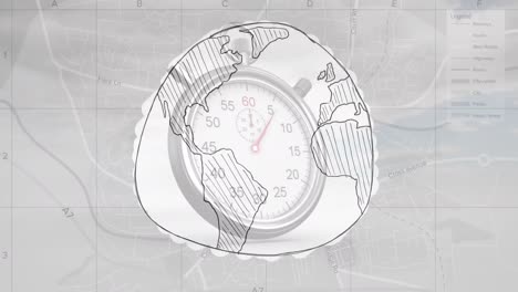 animation of hand drawn globe and stopwatch