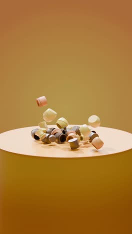 abstract 3d render of assorted caps on a cylinder