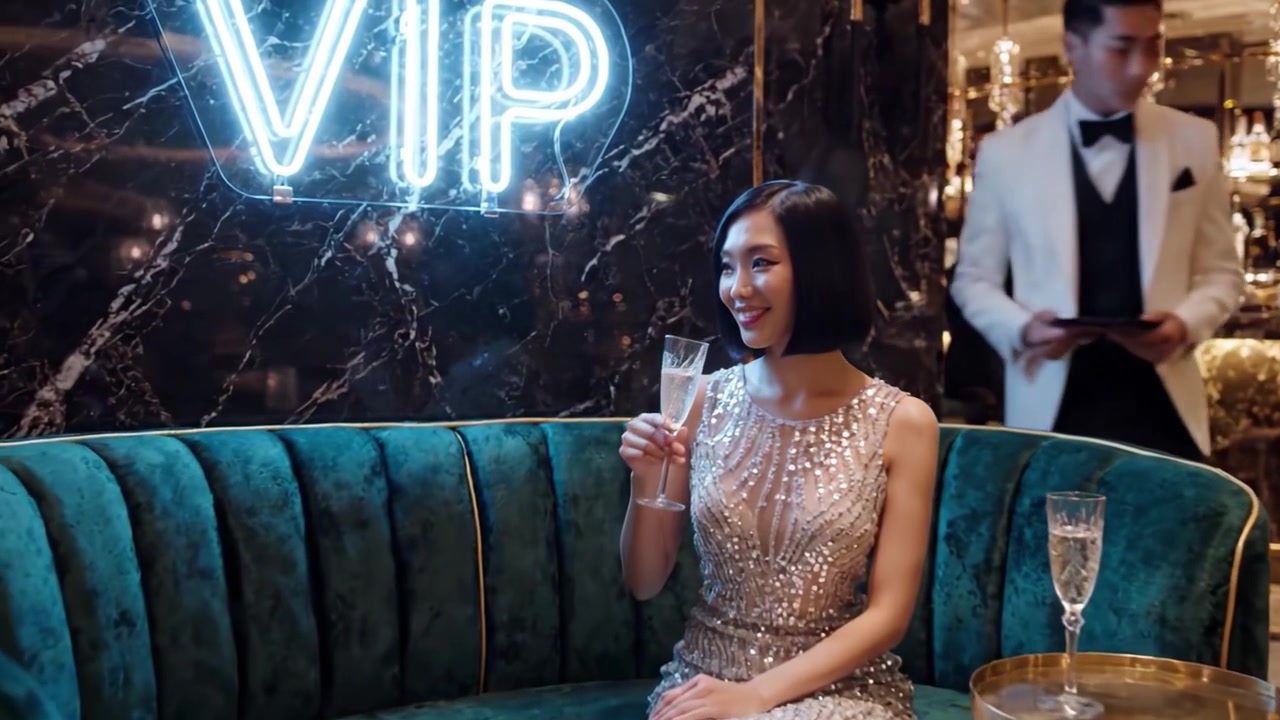 Glamourinen ilta ylellisessä loungessa: Hienostunut tunnelma VIP-kyltin ja elegantin pukeutumisen kera, kun vieraat nauttivat hienoista juomista ja tasokkaasta ilmapiiristä.