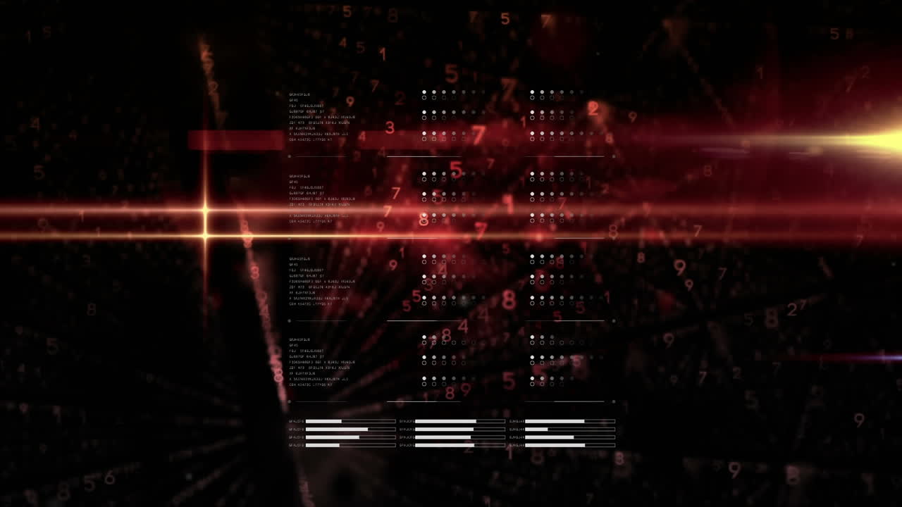 Animation of data processing over glowing lights