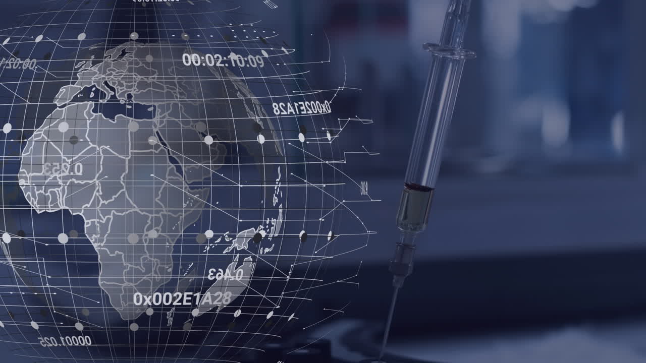글로브, 숫자 및 주사기의 애니메이션