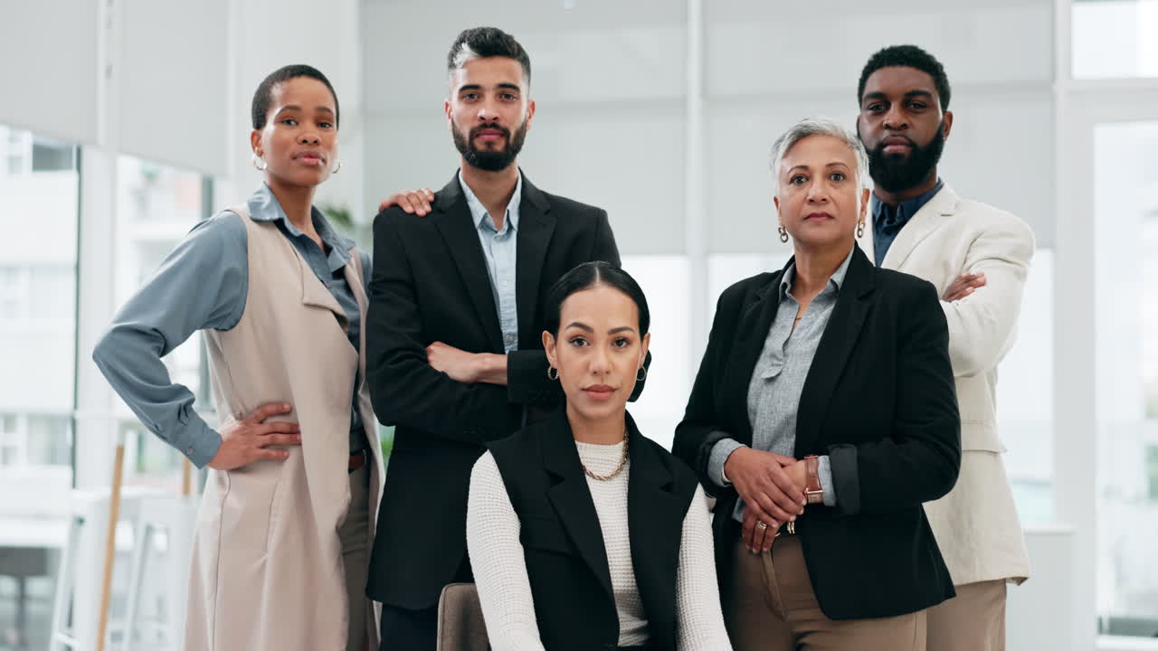 Company, serious group or business people