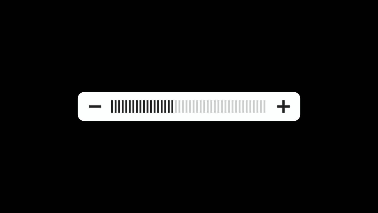 Digital volume slider animation isolated on black background
