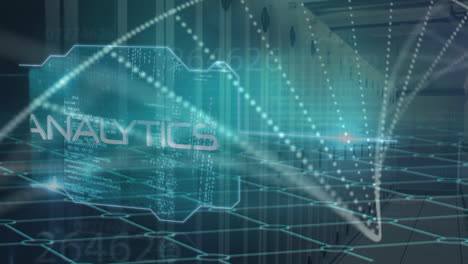 dna structure spinning over data processing against computer server room