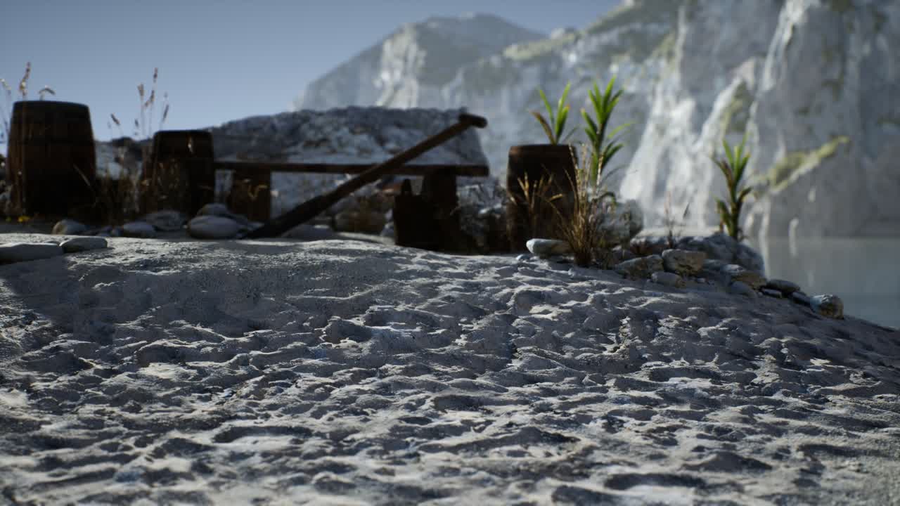 모래 해변 에 바다 물고기 가 있는 나무 통