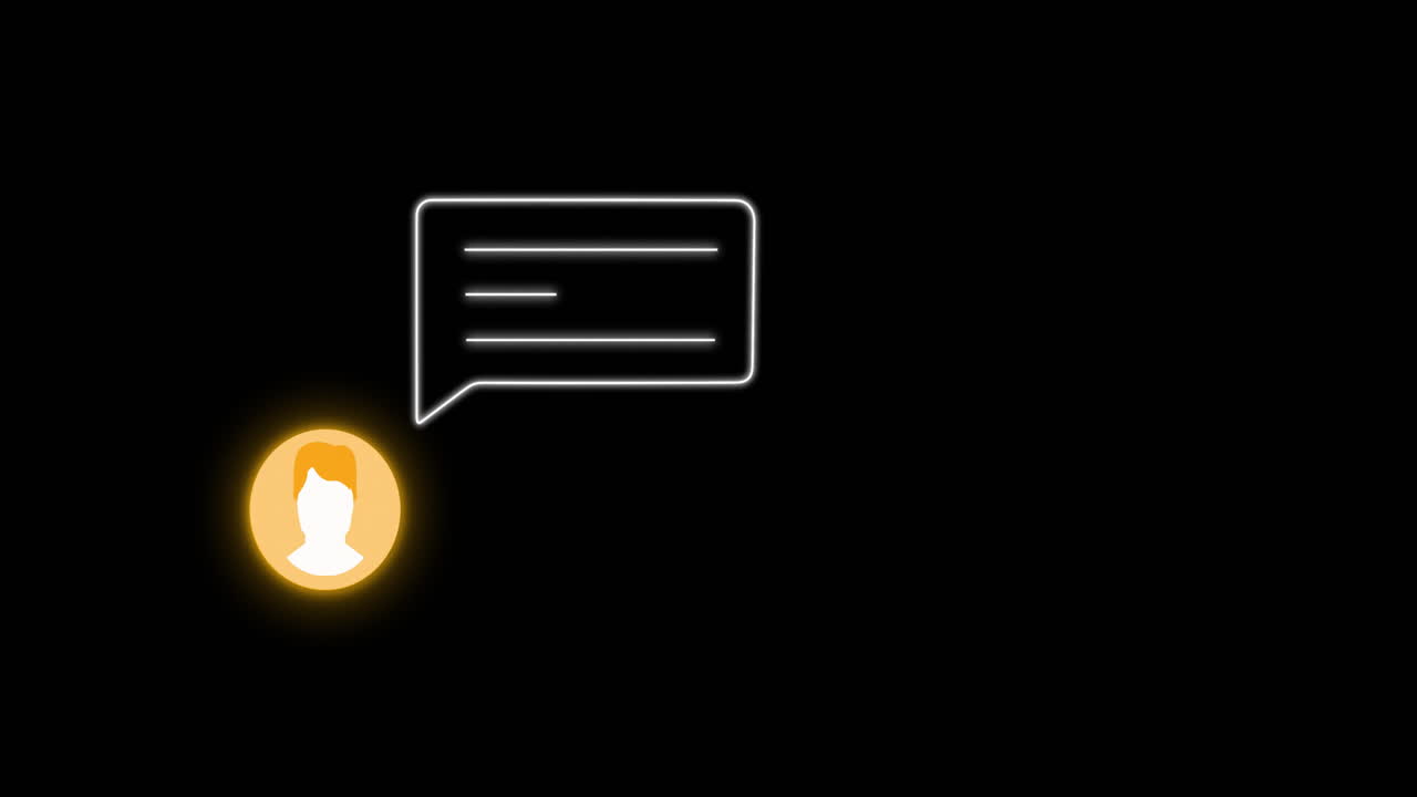 Animation of chat and speech bubble on black background