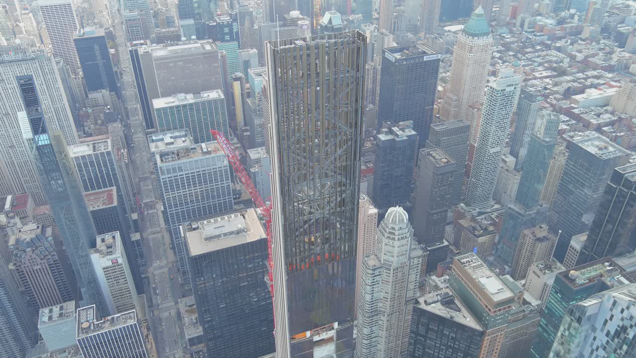 notable toma aérea de 111 w 57th street steinway tower rascacielos condominio de gran altura en manhattan, ciudad de nueva york