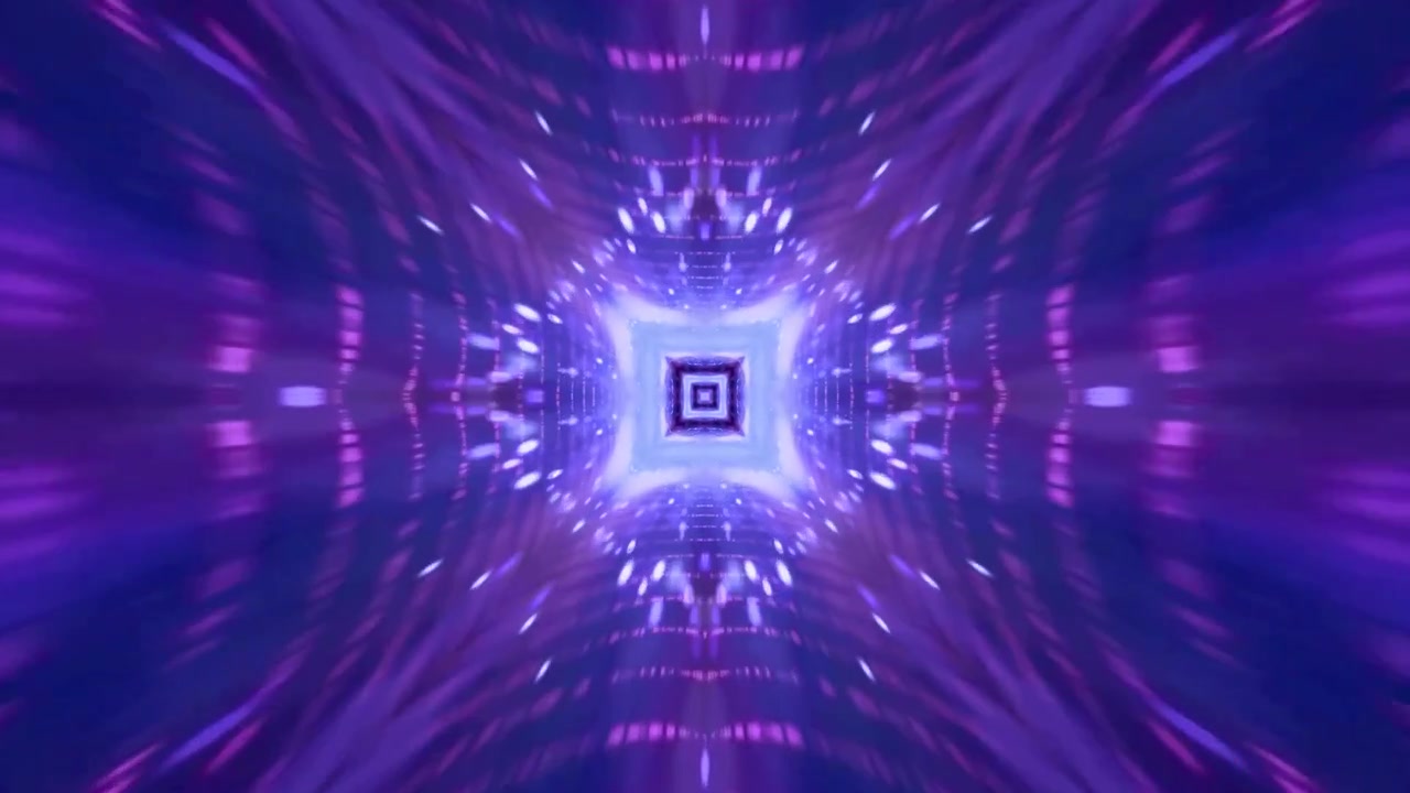 Tunnel Caleidoscopico Astratto Luminoso Viola e Blu in Loop