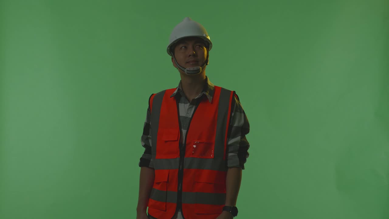 Construction Worker on Green Screen