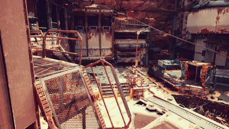 fábrica abandonada en un futuro distópico