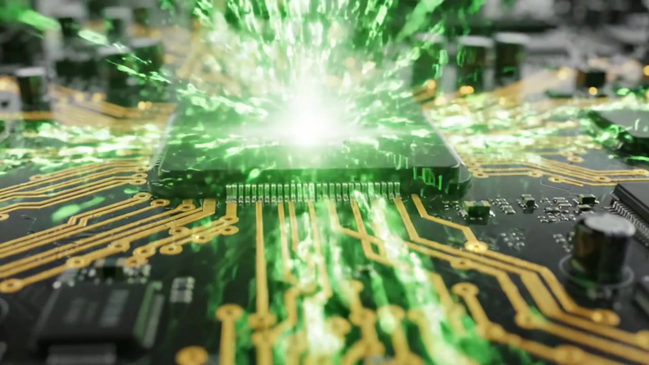 Close-up Views of a Complex Circuit Board: Examining the Intricate Design and Layout of Modern Electronic Components in a High-Tech Environment
