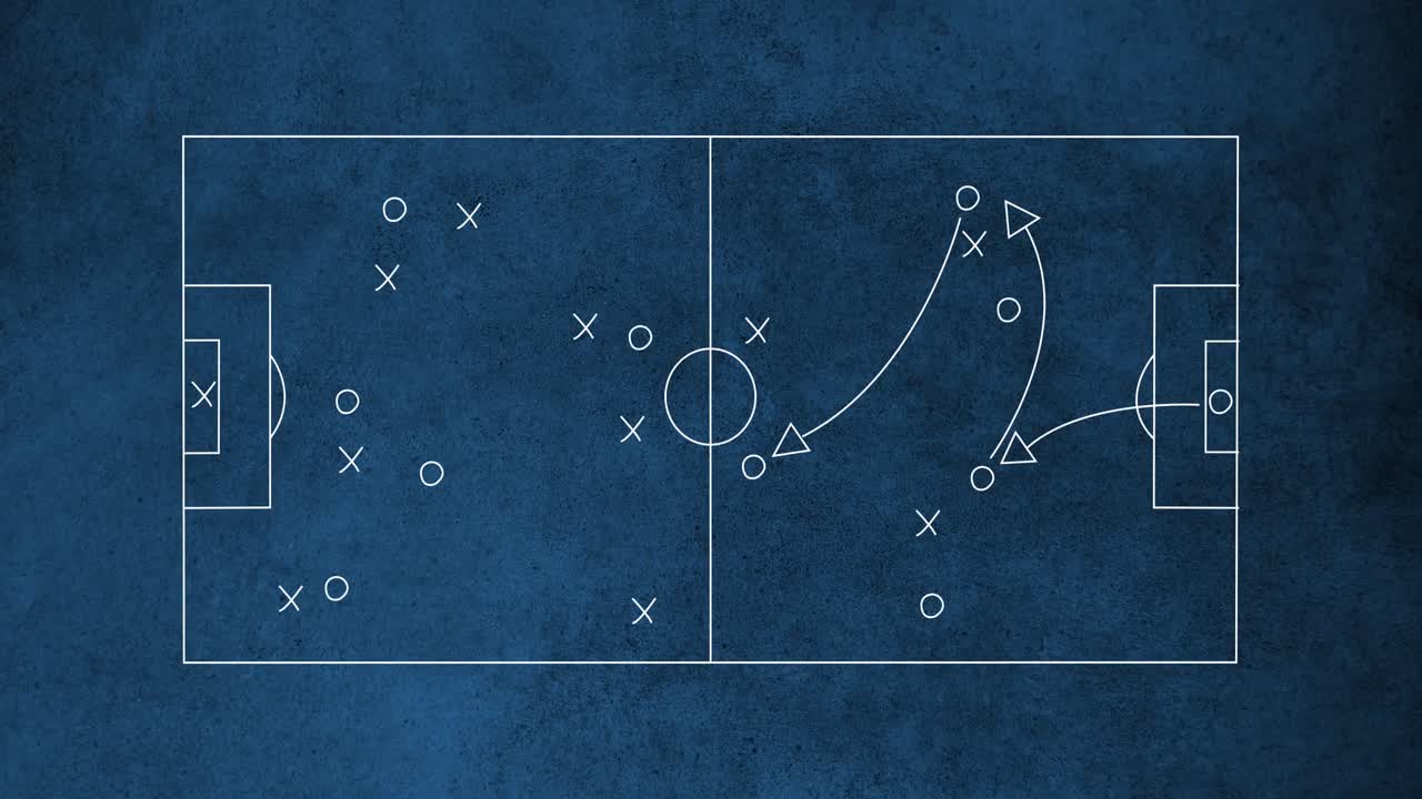 Animation of football game strategy plan against textured blue background