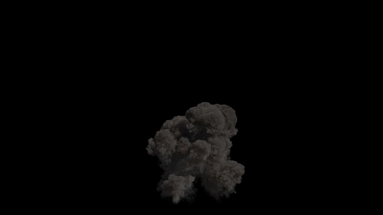 Fiery Burst Transforms Into Dark Smoke and Dissipates Above Reflective Surface on Transparent Background