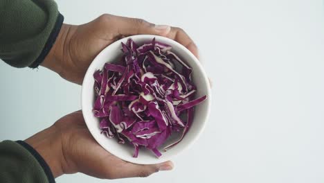 chopped red cabbage in a bowl