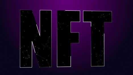 animación de texto nft negro sobre fondo violeta